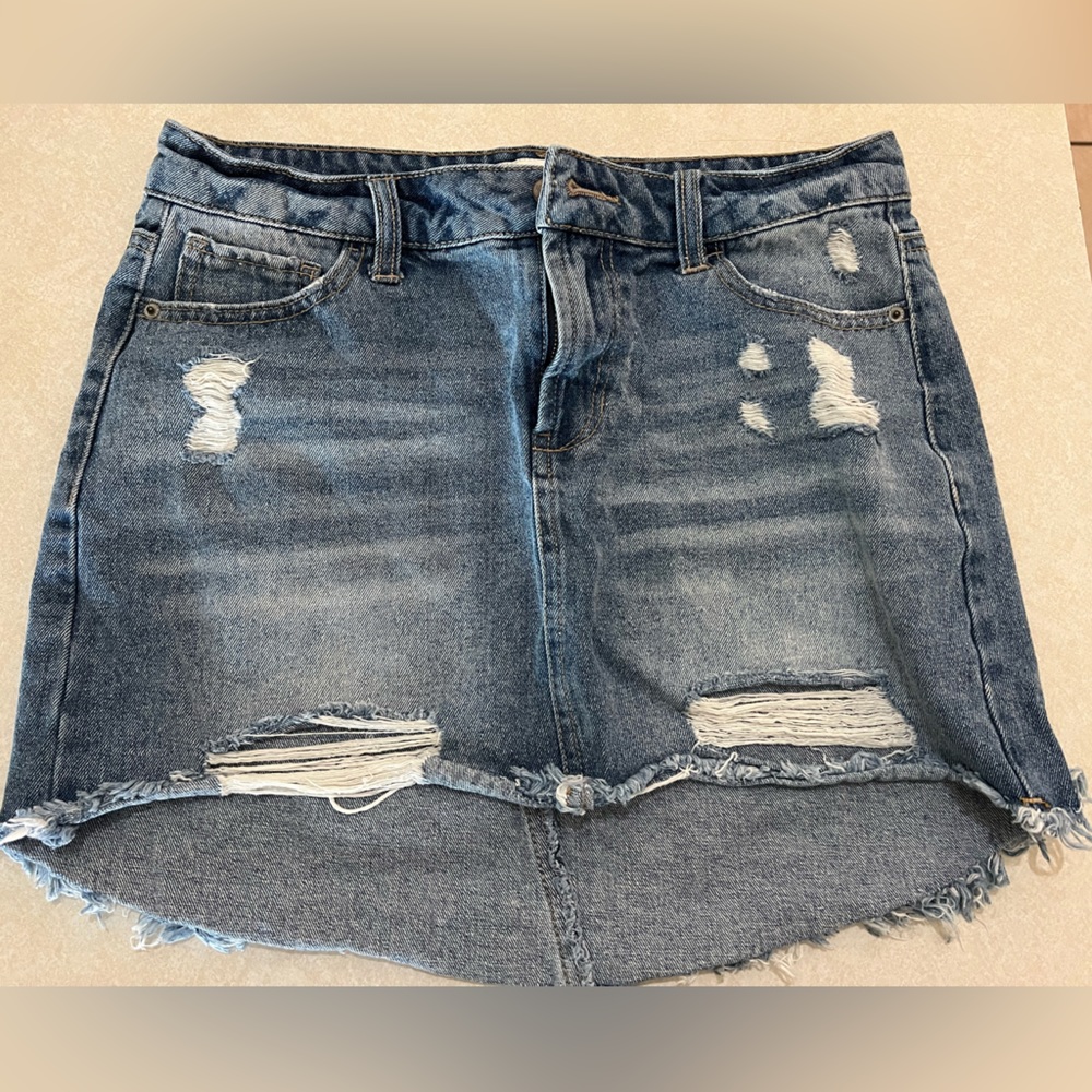 Vintage Havana Distressed Mini Skirt